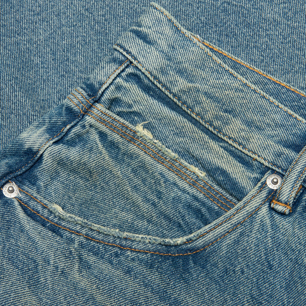 Beaded Splatter Denim Shorts - Mid Indigo