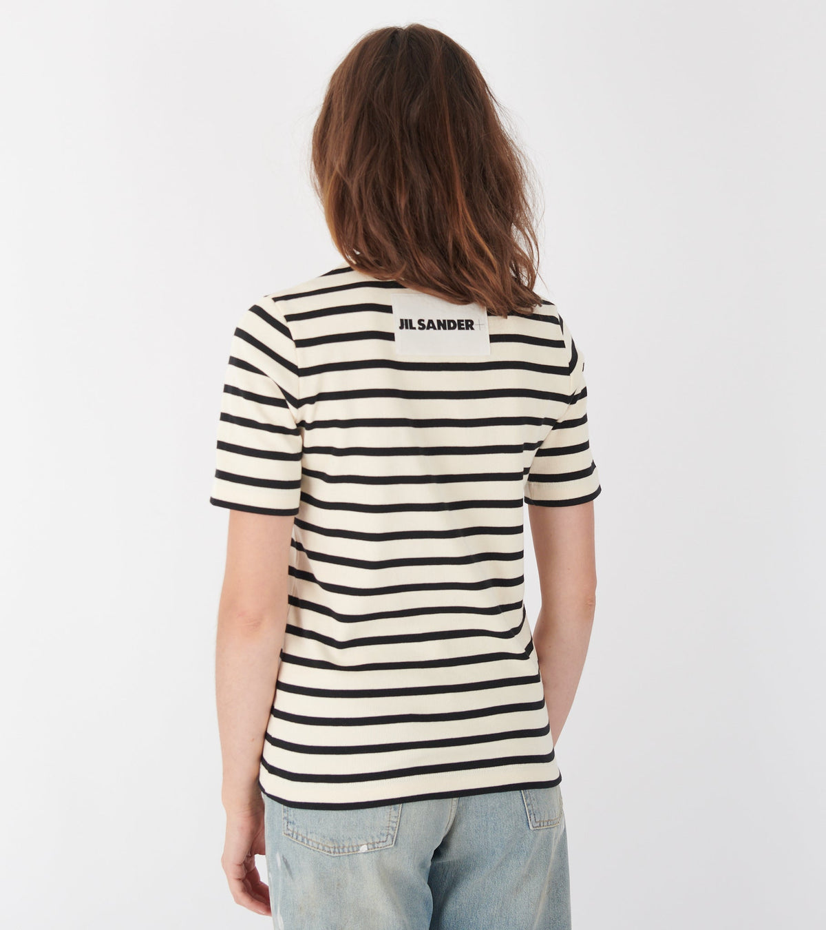 Ribbed Cotton Jersey Stripe T-shirt Open Grey