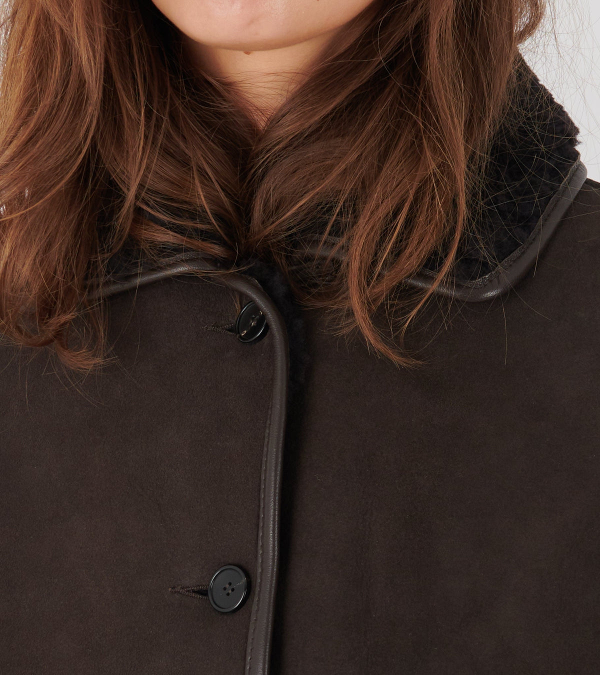 Suede Back Curly Hair Avis Jacket Chocolate