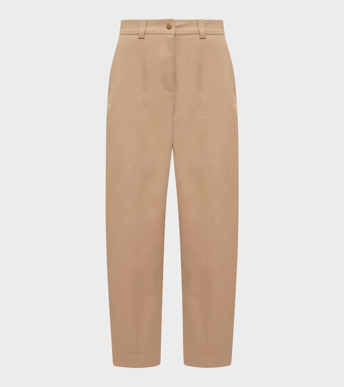 Straight Leg Cotton Trousers Beige