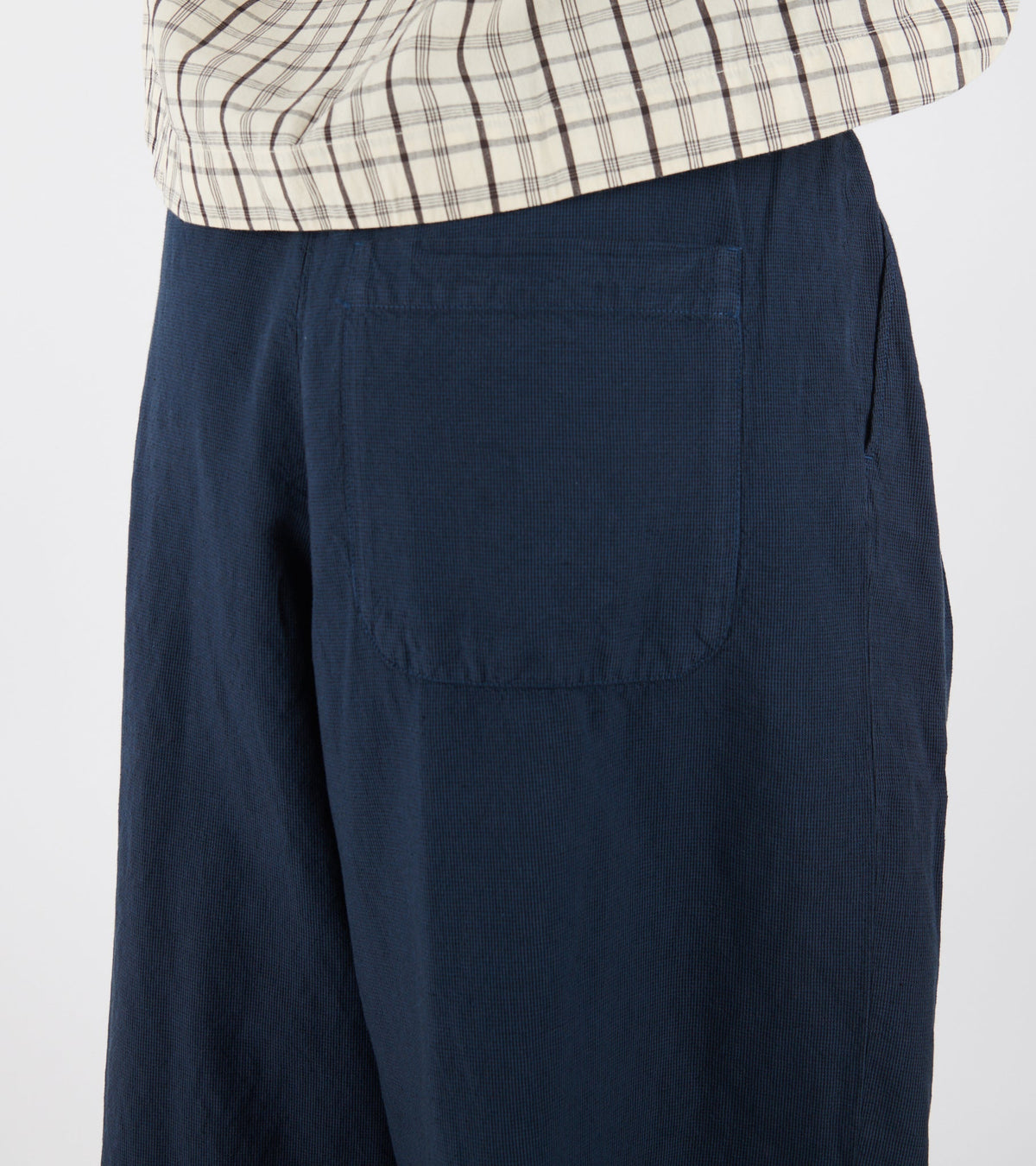 Micro Houndstooth Wide Leg Trousers Steel Blue
