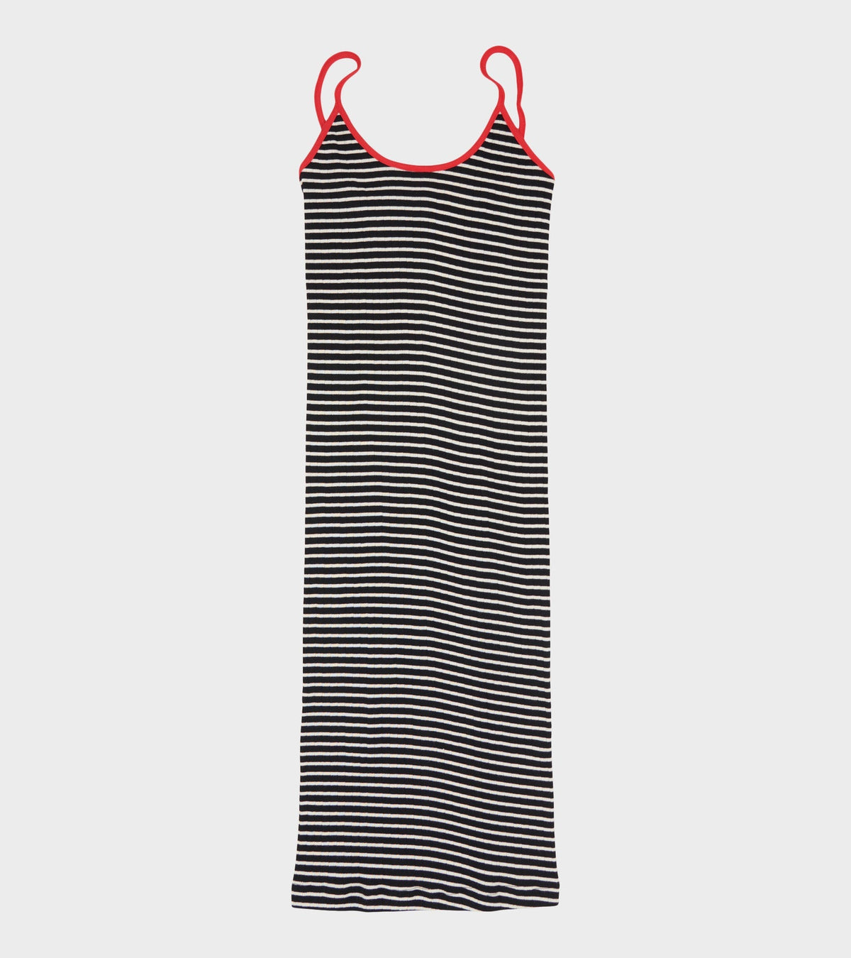 101 Strap Rib Mini Dress Black/Ecru/Red