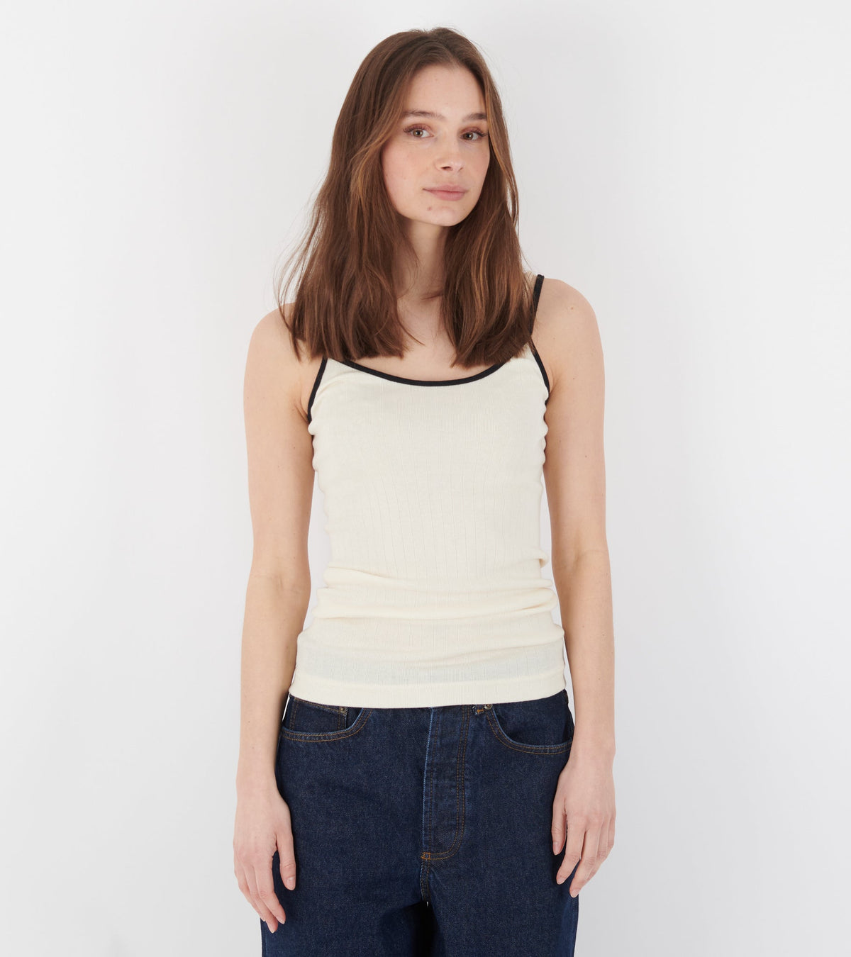 101 Strap Top Kontrast Ecru/Black
