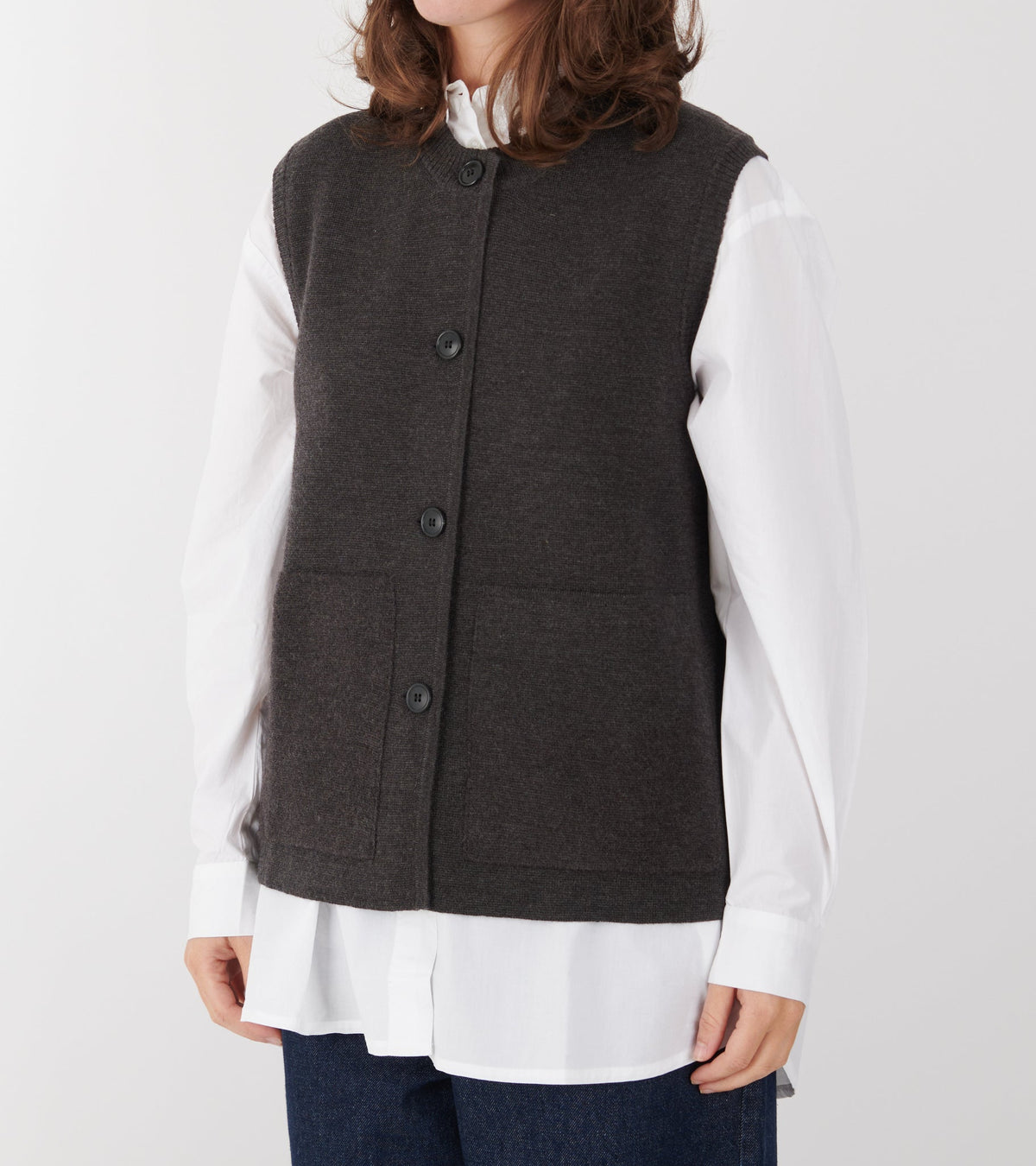 Elva Vest Dark Brown Melange