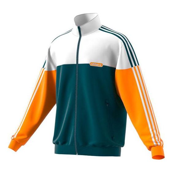 adidas originals Split Firebird Colorblock Casual Sports Stand Collar Side Stripe Windproof Jacket Yellow Green GN8618