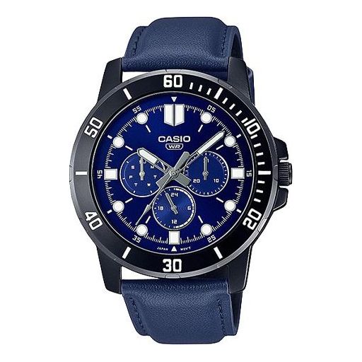 Men's CASIO Dress Series Classic Minimalistic Sports 45mm waterproof Strap Mens Blue Analog MTP-VD300BL-2E