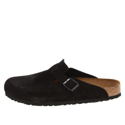 BirkenstockBoston Soft Footbed Suede Leather Narrow Fit Sandals 'Black' 0660473