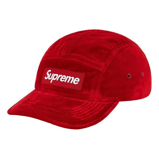 Supreme Velvet Camp Cap 'Red White' SUP-FW20-197