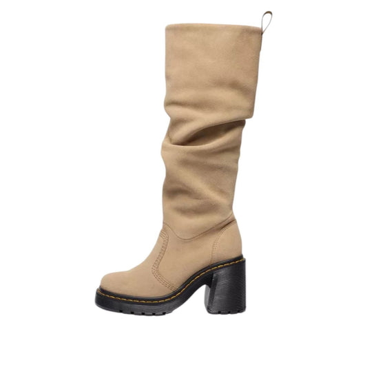 (WMNS) Dr. Martens Kasey Suede Knee High Heeled Boots 'Savannah Tan' 42927200