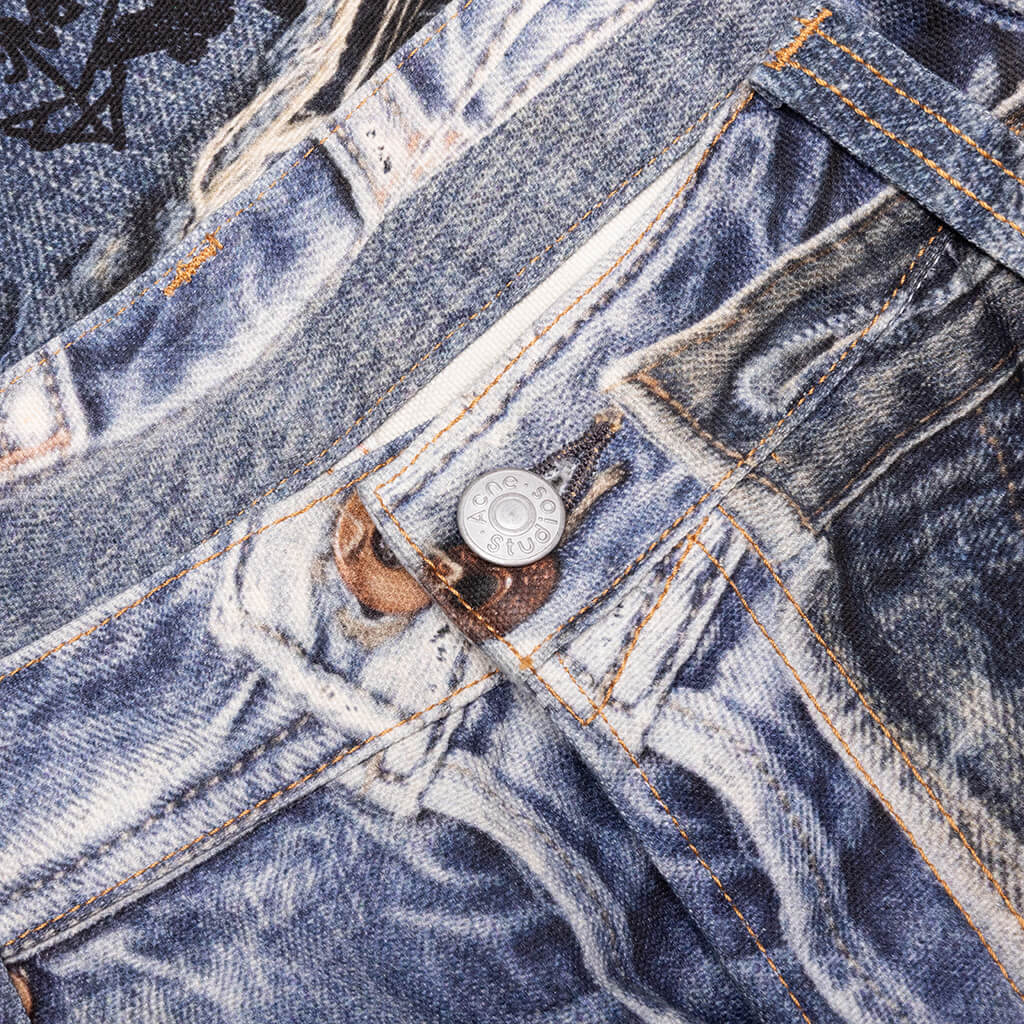 Super Baggy Fit Scribble Jeans - Mid Blue