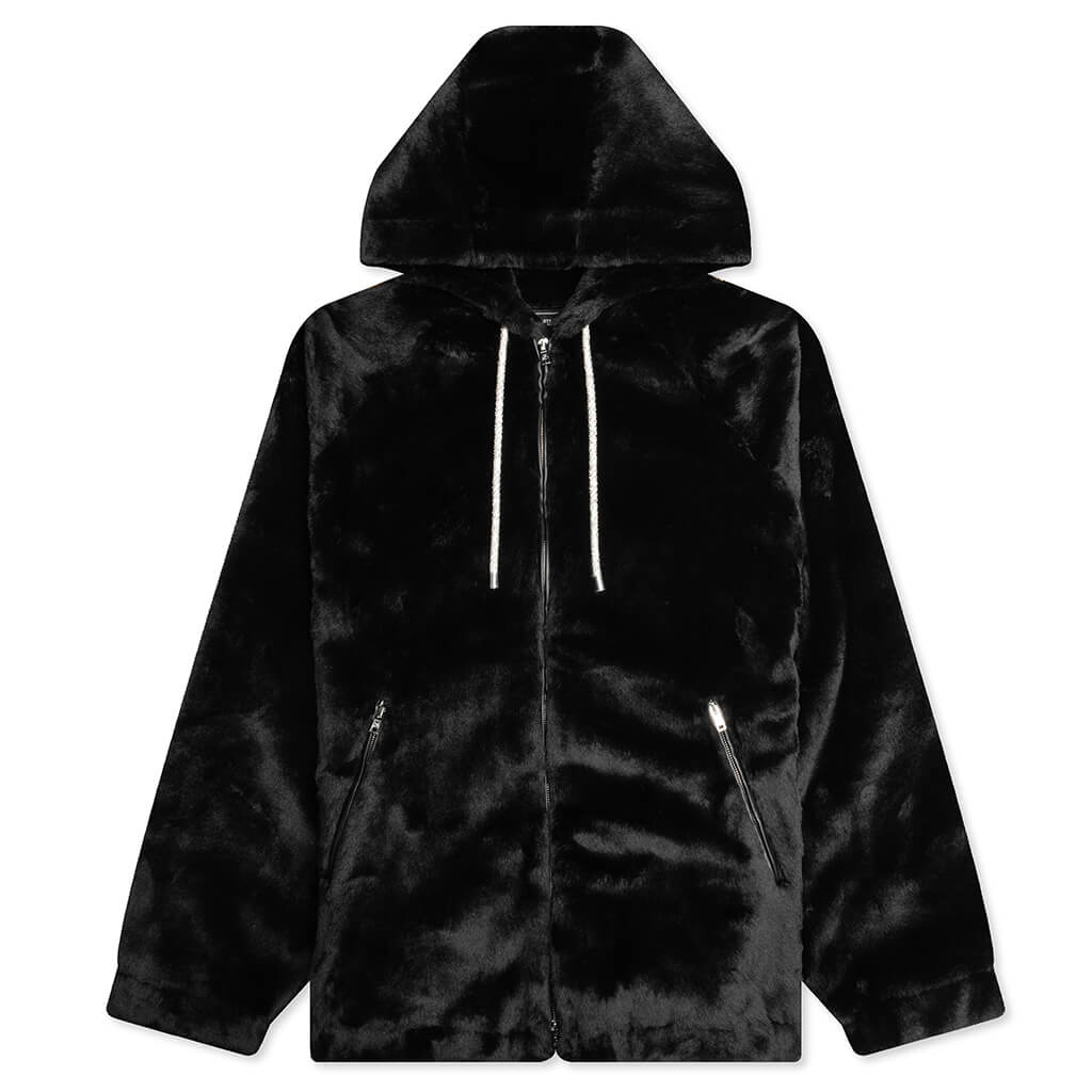 Acrylic Woven Full Zip Jacket - Black