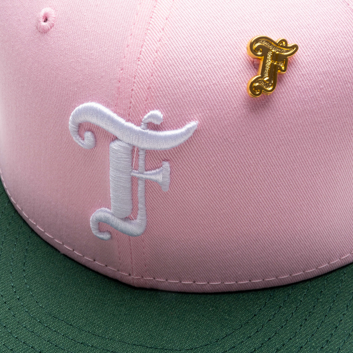 Feature x New Era Old English F Snapback Hat w/ Pin - Pink/Cilantro