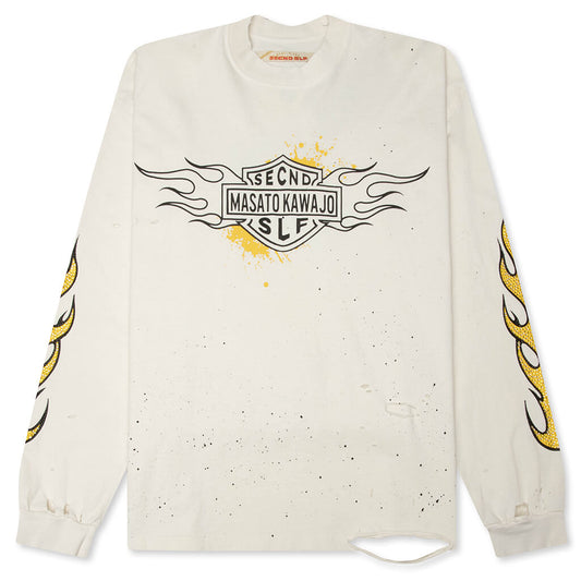 SeCND SLF x Masato Kawajo Firestorm Vintage L/S - Vintage White/Yellow