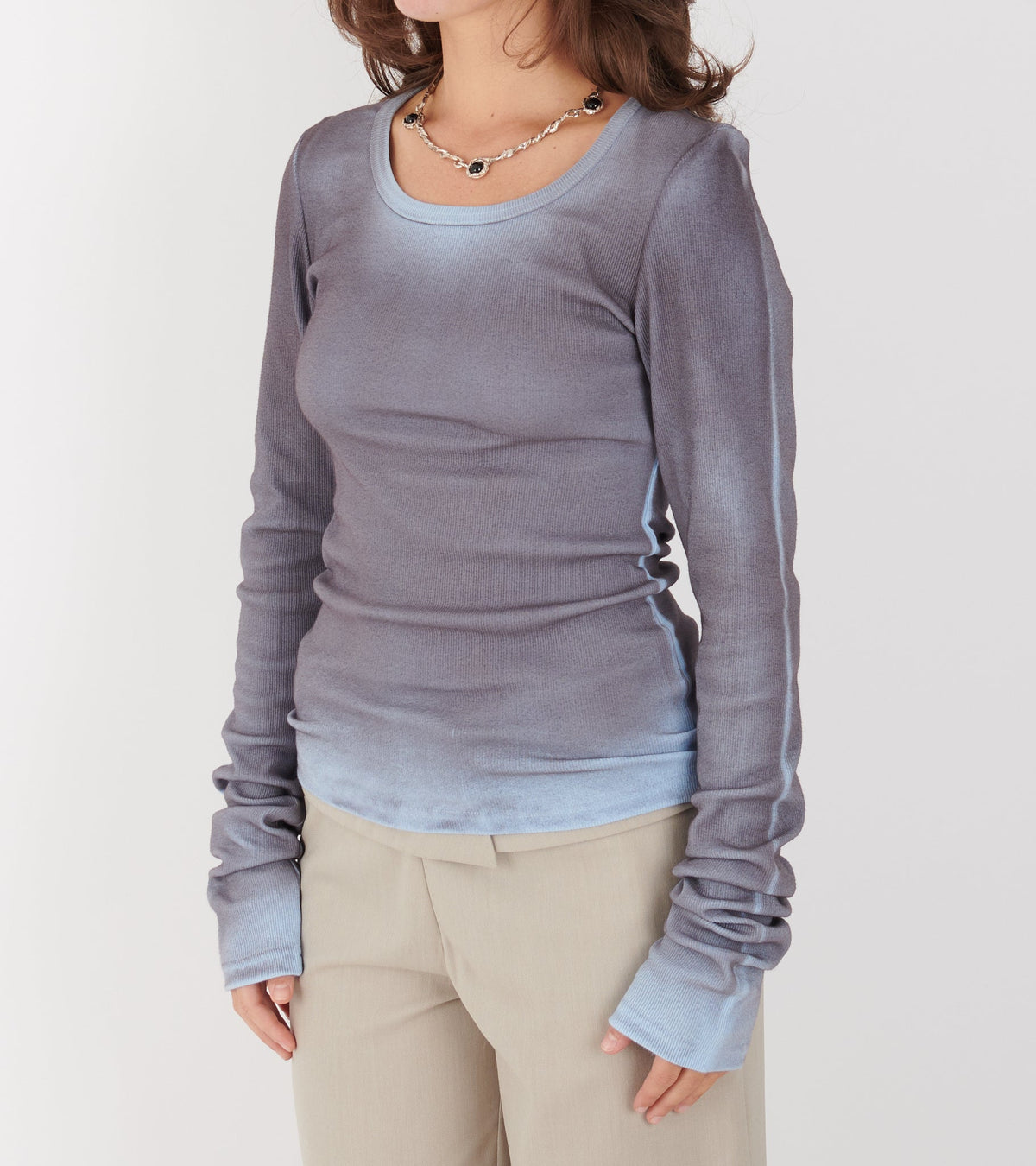Java Blouse Light Blue/Brown