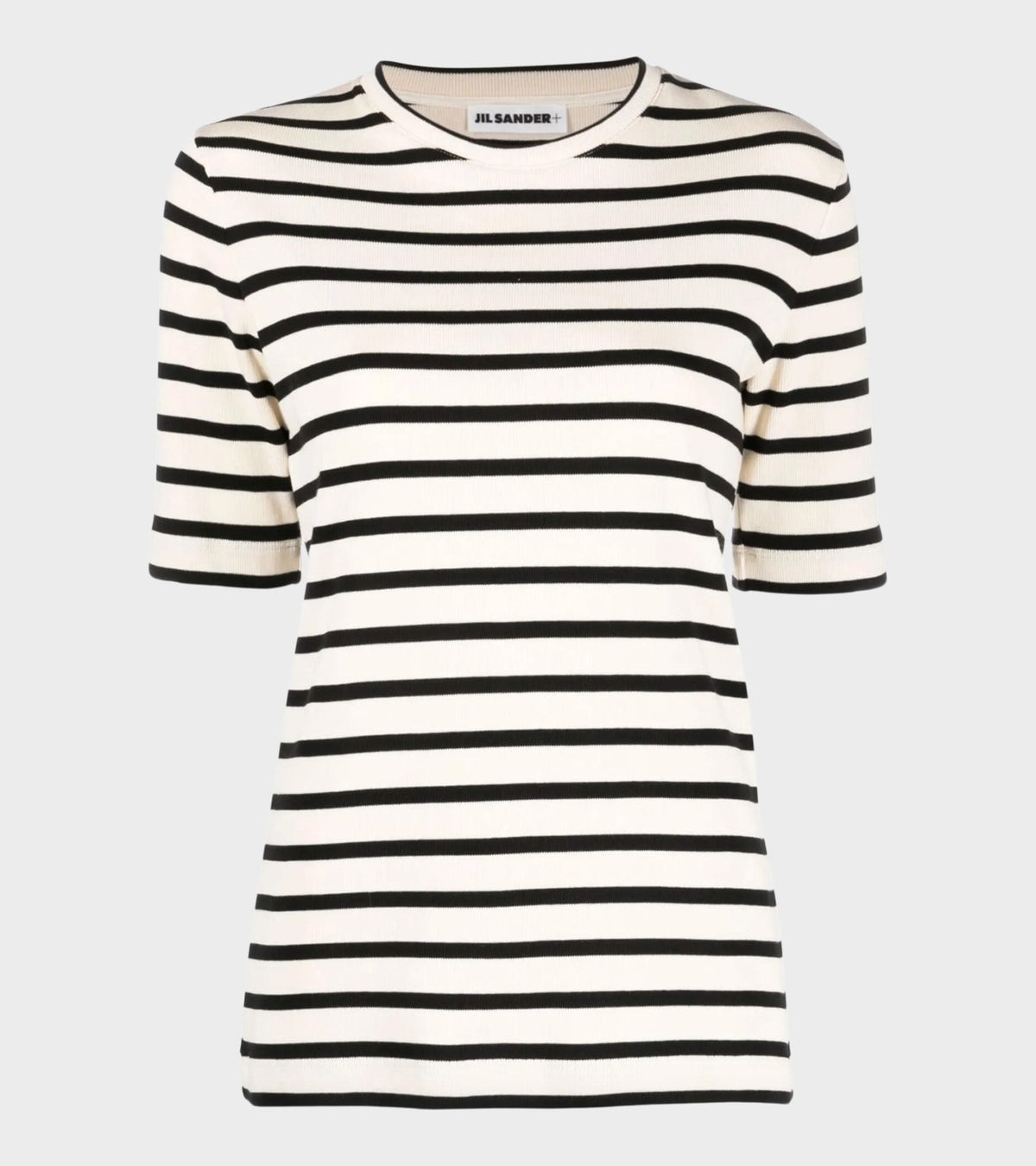Ribbed Cotton Jersey Stripe T-shirt Open Grey