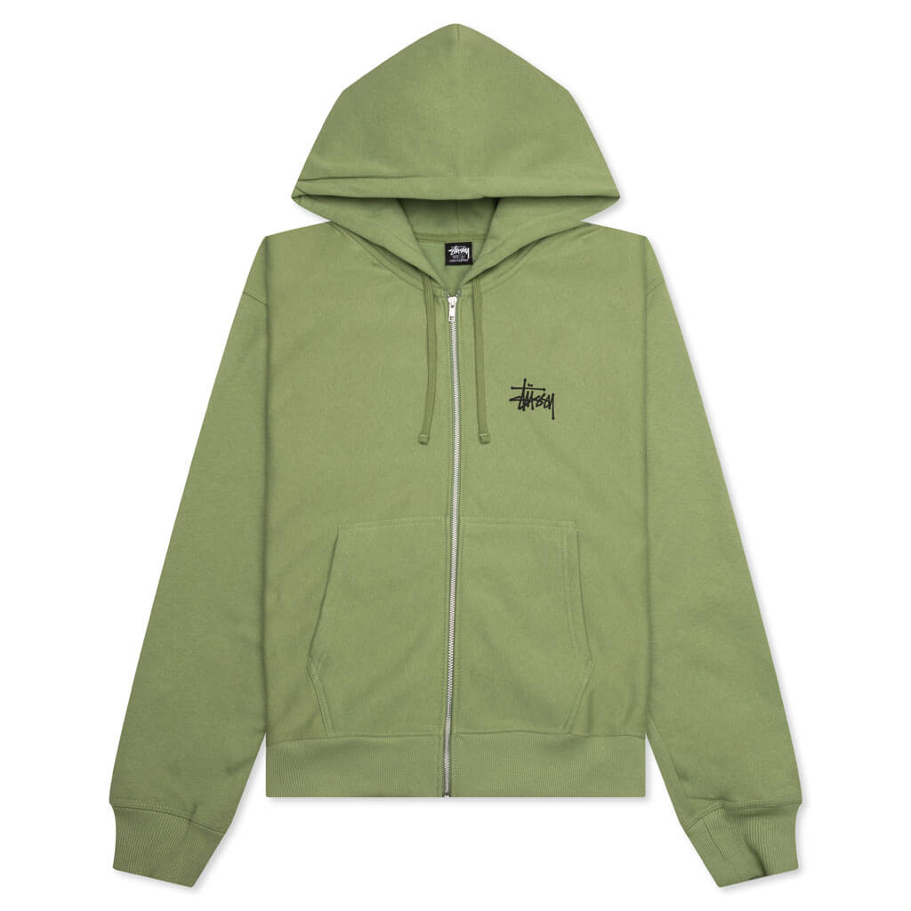 Basic Stussy Zip Hoodie - Moss