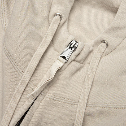 Oversize Zip-Up Sweatshirt - Natural