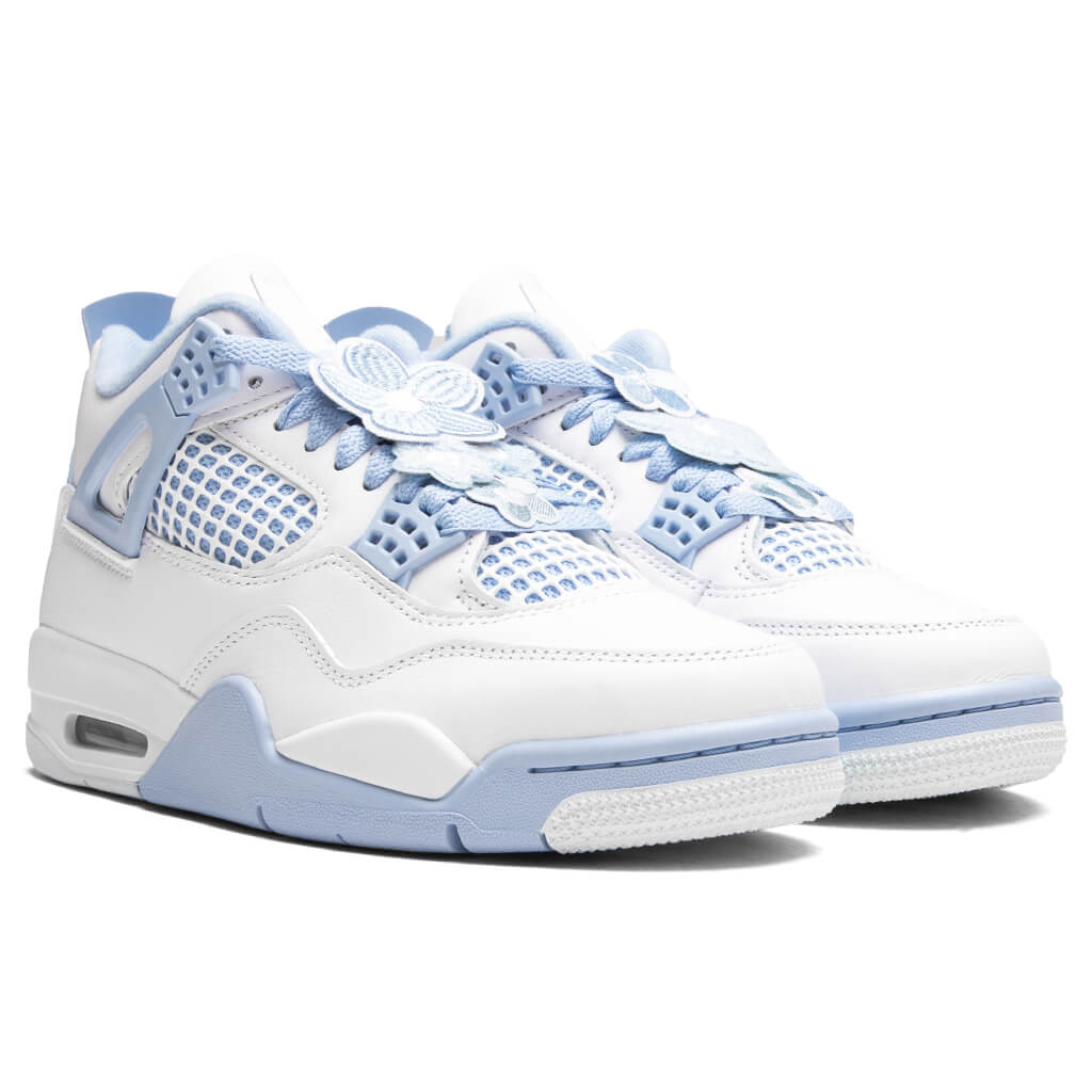 Women's Air Jordan 4 Retro 'Aluminum' - White/Aluminum/Blue Tint/Oil Green