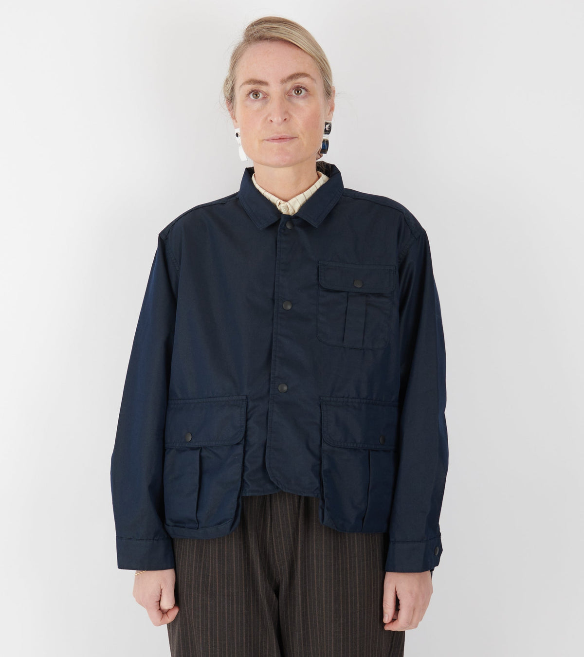 Chambray Short Fisherman Jacket Dark Navy