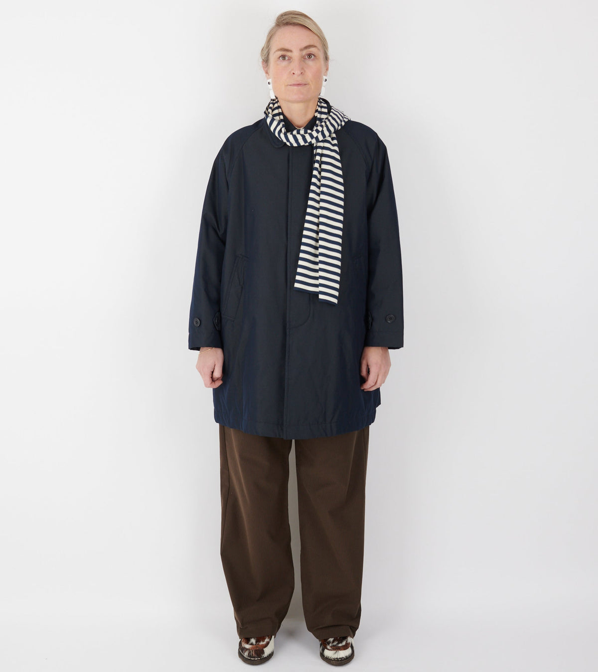 Cotton Blend Coat Dark Navy