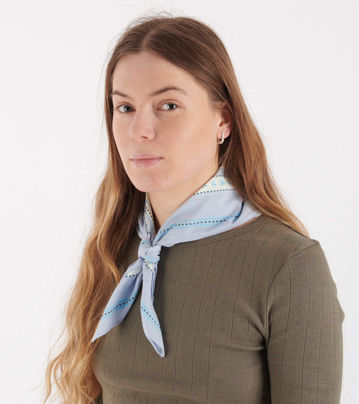 Floral Scarf 55x55 Aqua
