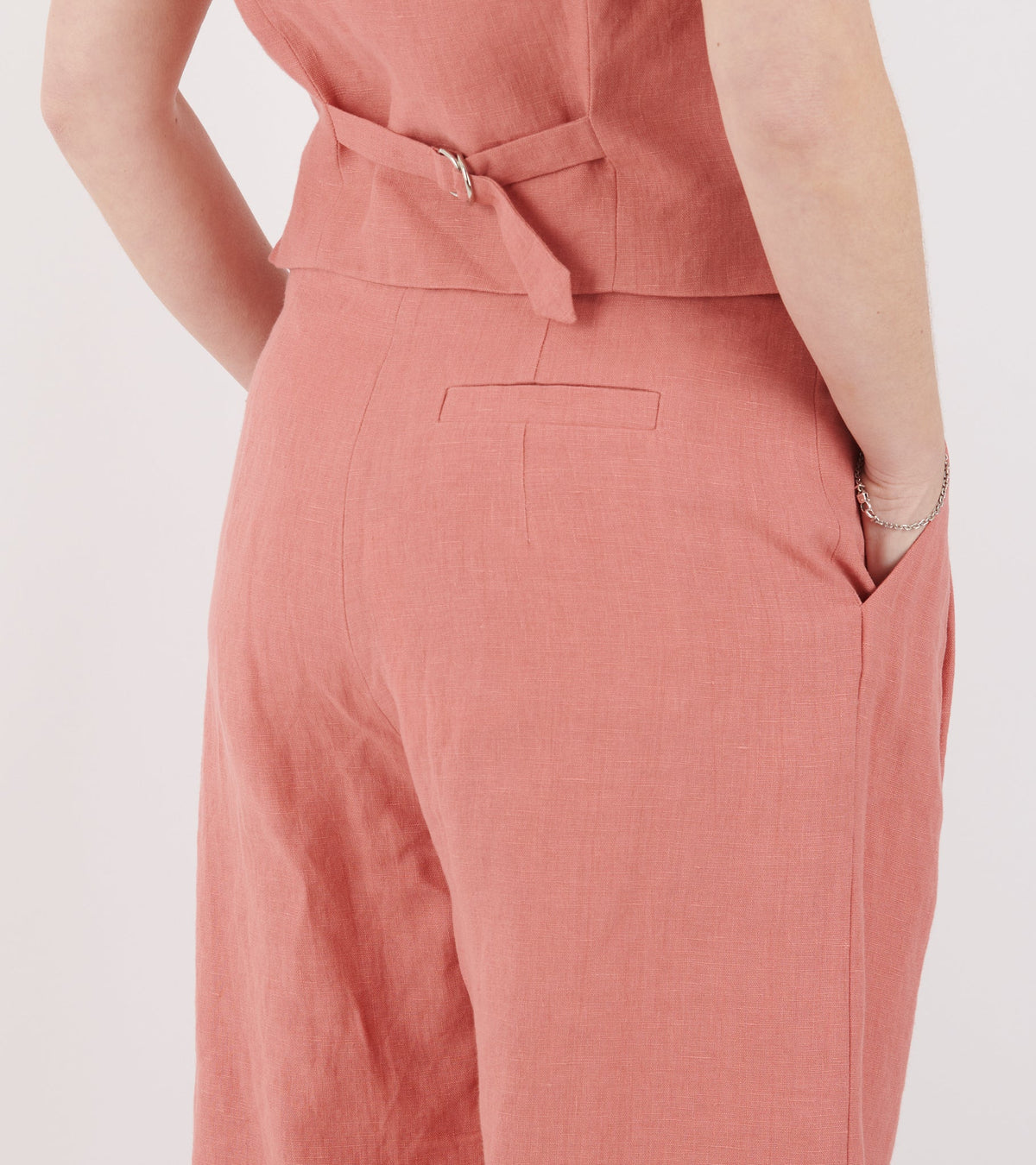 Linen Wide Box Pants Raspberry