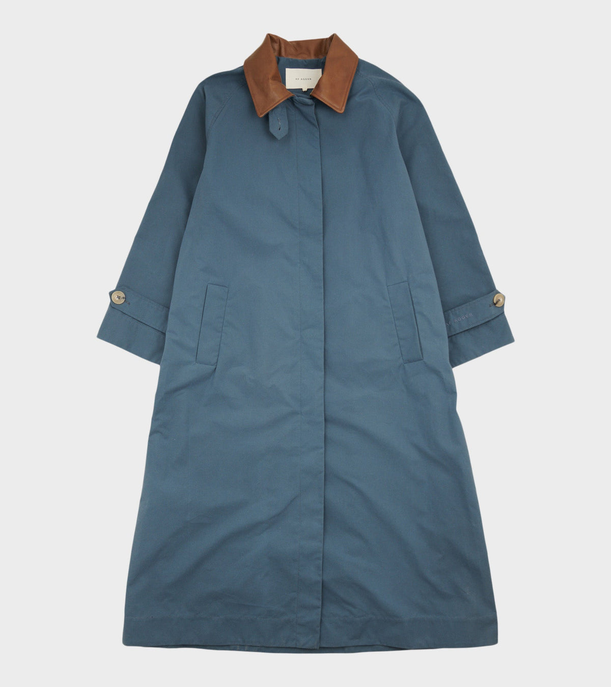 Waxed Cotton Mac Coat Dove Blue