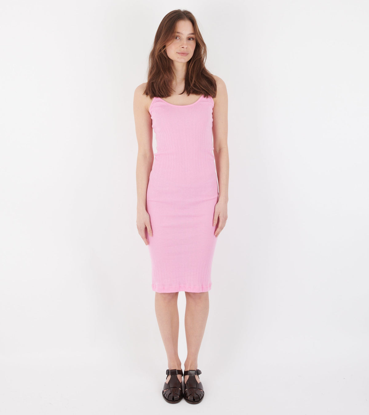 101 Strap Rib Mini Dress Light Pink
