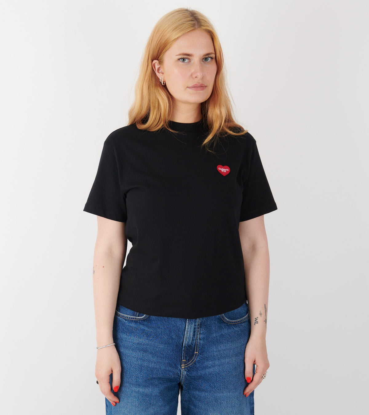 W S/S Heart Patch T-shirt Black