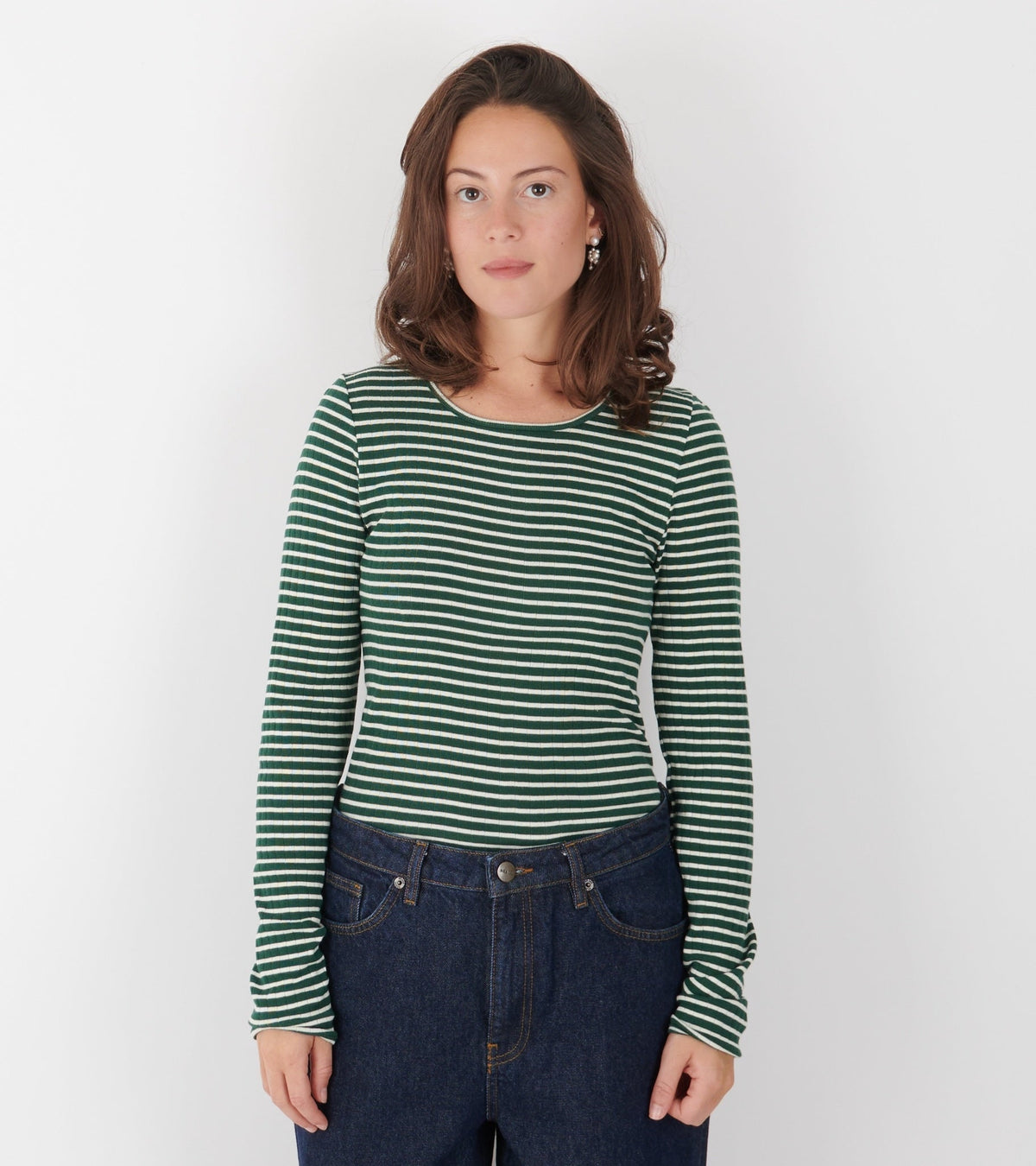 101 Rib NPS Stripes Bottle Green/Ecru
