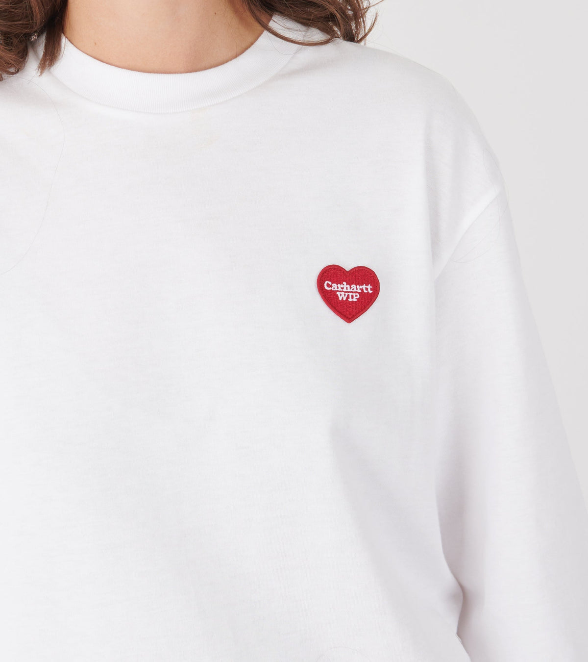 W L/S Heart Patch T-shirt White