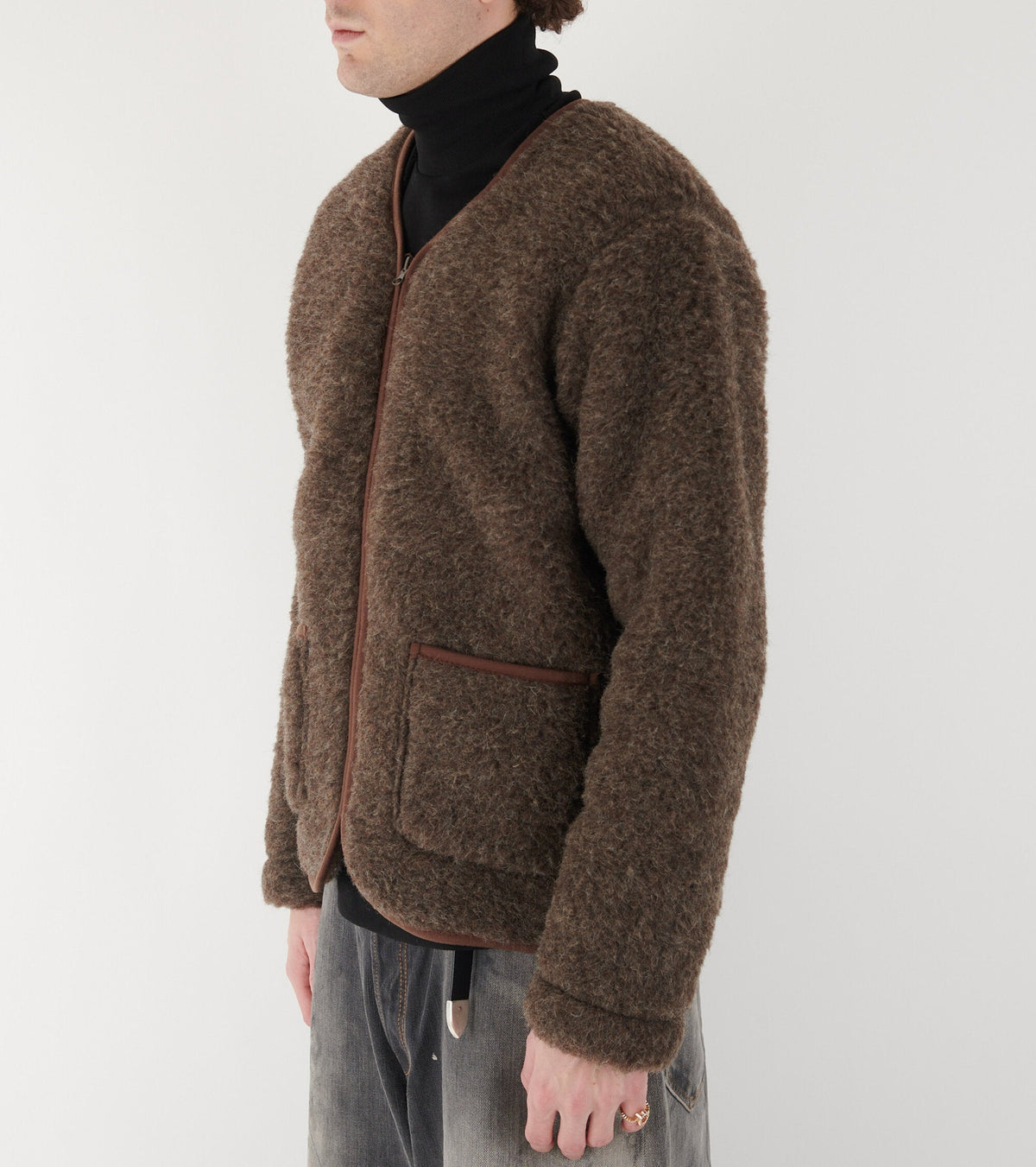 Zip Cardigan Mid Brown