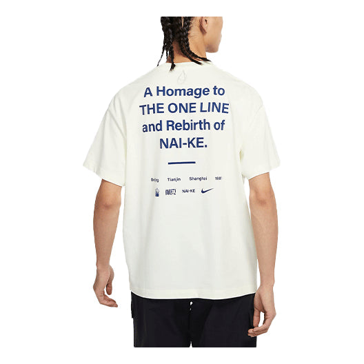 Men's Nike NAI-KE Cha Nai-Ke Cha Series Alphabet Logo Printing Round Neck Short Sleeve White T-Shirt DM8690-100