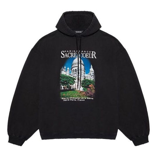 Men's Balenciaga landscape Loose Hoodie Black 641679TJVH91000