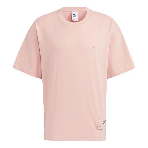 adidas originals Zipper Ss Tee Solid Color Sports Round Neck Short Sleeve Pink HH9444