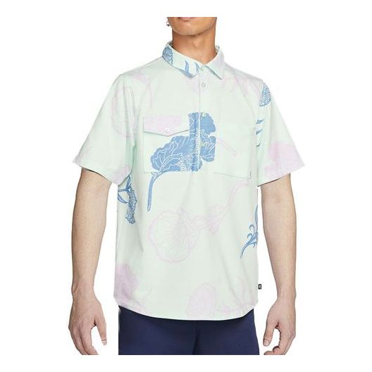 Nike SB Flower Full Print Casual Short Sleeve Couple Style Green DM0170-394