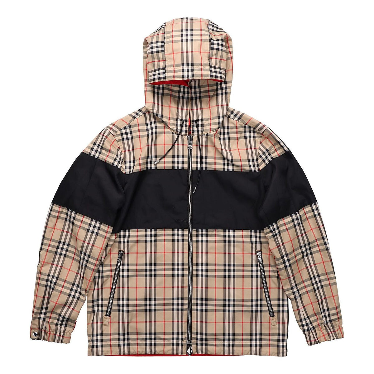 Men's Burberry Double Sided Classic Plaid Hooded Jacket Beige 80368941