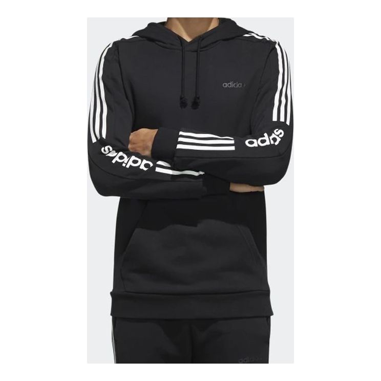 adidas neo M Ce 3S Hdy Side Stripe Knit Sports Pullover Black EI4673