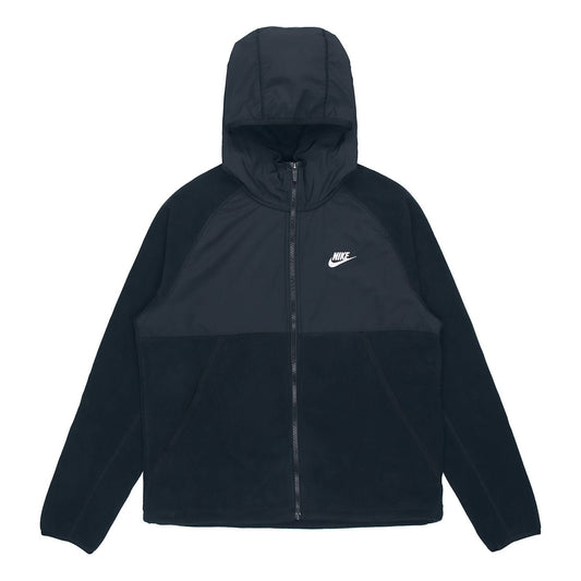 Men's Nike Sportswear Full-Length Zipper Cardigan Hooded Fleece Lined Jacket Black DM1220-010