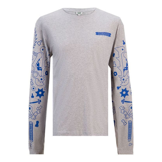 Men's KENZO Casual Pure Cotton Long Sleeves Gray 5TS1184SH-93