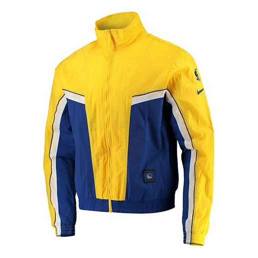 Nike NBA Golden State Warriors Athleisure Casual Sports Jacket Yellow Blue Colorblock CJ7146-495