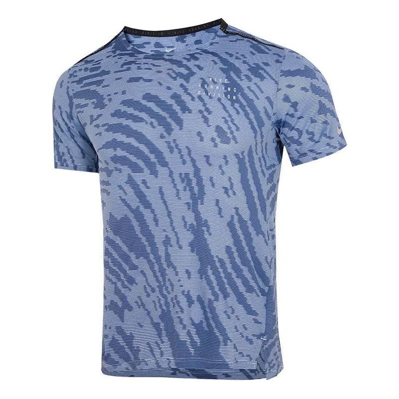 Men's Nike SS22 Printing Round Neck Short Sleeve Light Sea Blue T-Shirt DM4637-548
