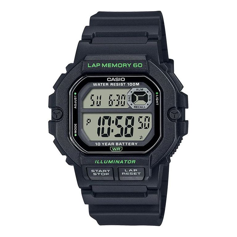CASIO Stylish Waterproof Quartz Movement 47.2*44.5*13.4mm Resin Strap Watch Black Unisex Mens WS-1400H-1A