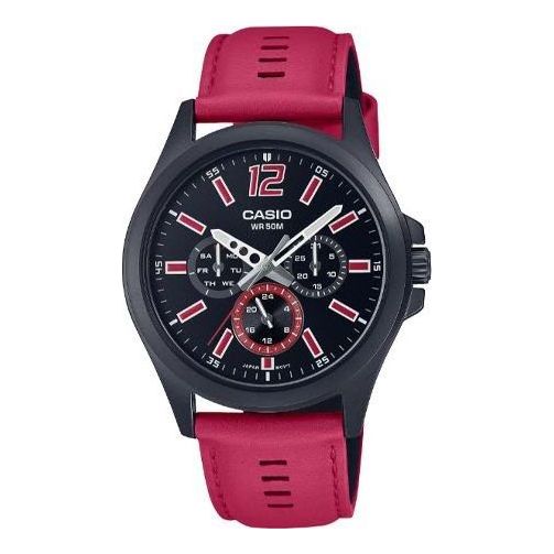 CASIO Analog 'Red' MTP-E350BL-1BV