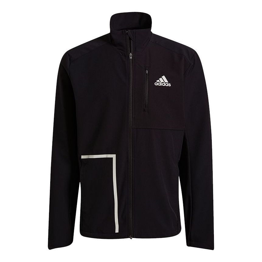 adidas Own The Run Jkt Training Sports Stand Collar Logo Jacket Black GT8926