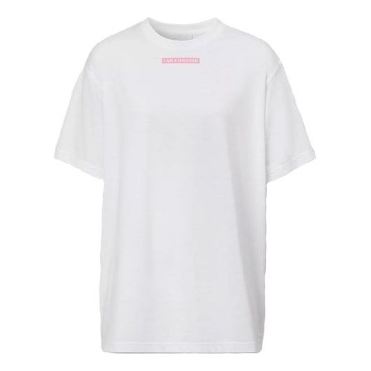 Burberry Slogan Printing Cotton Loose Short Sleeve White 80322171