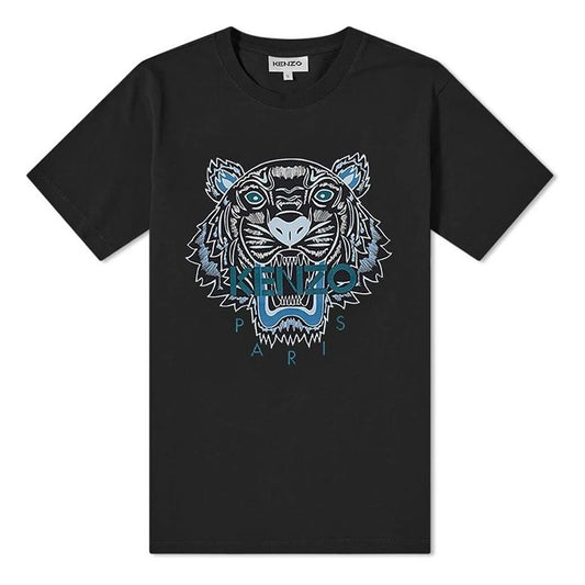 Men's KENZO Tiger Printing Short Sleeve Black FA65TS0204YA-99