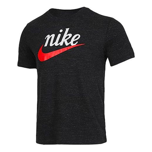 Nike Sportswear Heritage Alphabet Logo Printing Short Sleeve Black CK2382-010