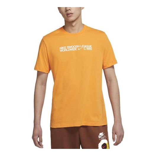 Men's Nike Colorblock Logo Alphabet Pattern Printing Round Neck Casual Short Sleeve Orange T-Shirt DM6410-886