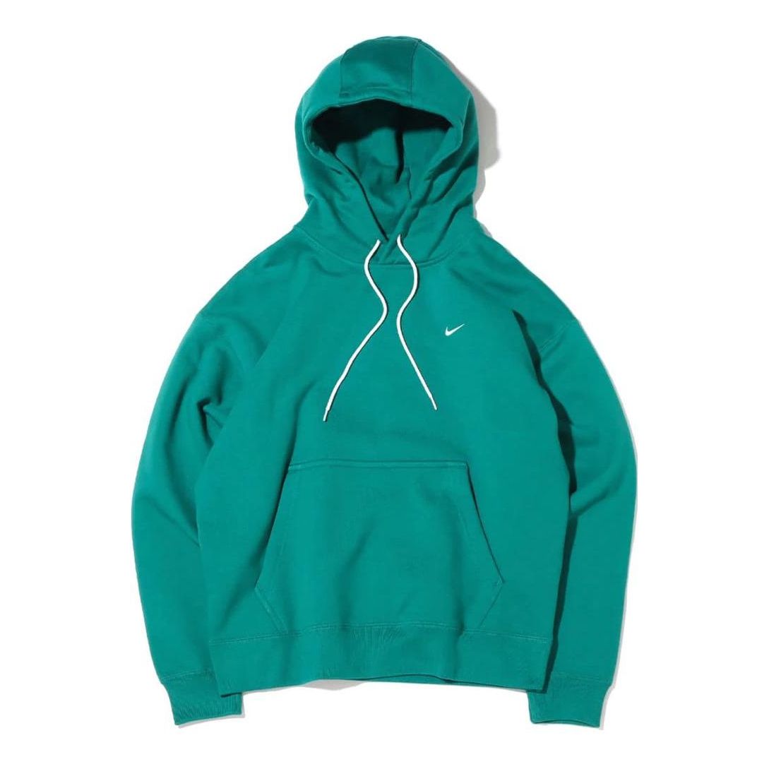 Men's Nike Logo Embroidered Solid Color Fleece Lined Casual Pullover Green DA0316-340